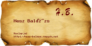 Hesz Balázs névjegykártya